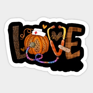 Love Nurse Life Pumpkin Leopard Fall Halloween Nurses Women Sticker